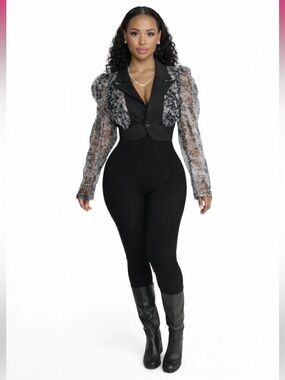 Sheer Puffy Sleeve Top